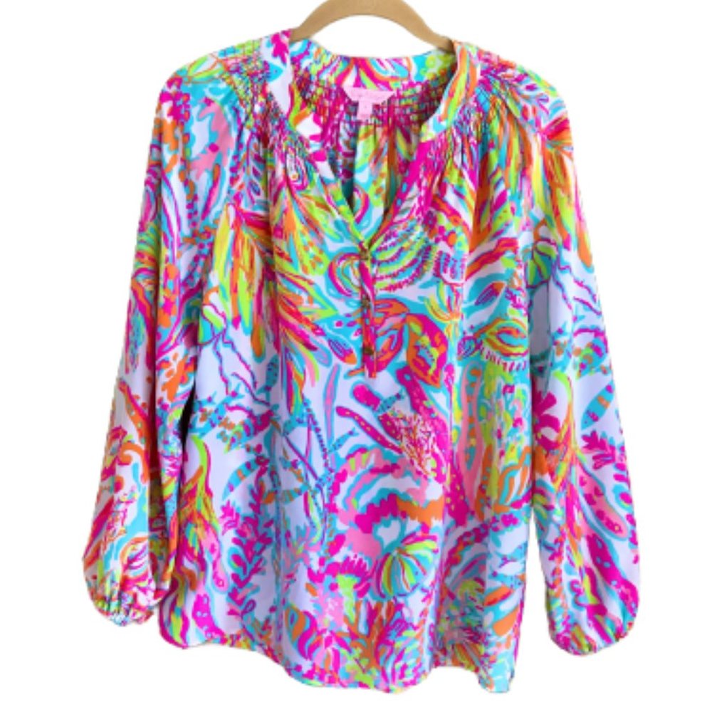 Lilly Pulitzer 100% Silk Top Size Small